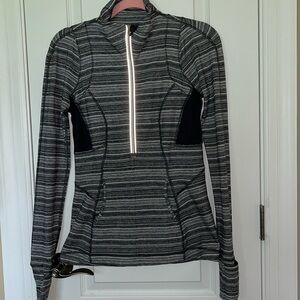 LULULEMON Athletica Half Zip-pullover Sweatshirt Reflective Stripes Size 6 Gray